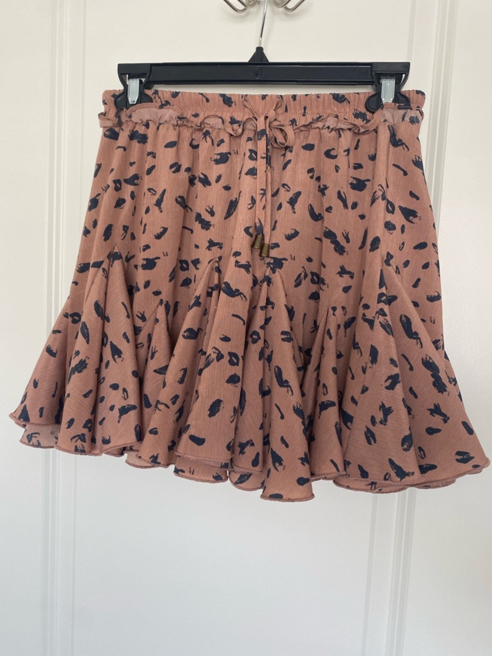 Anthro 14th & 9th Printed Skort Skirt Flowy Godet Hem Tie Waist Women’s Small